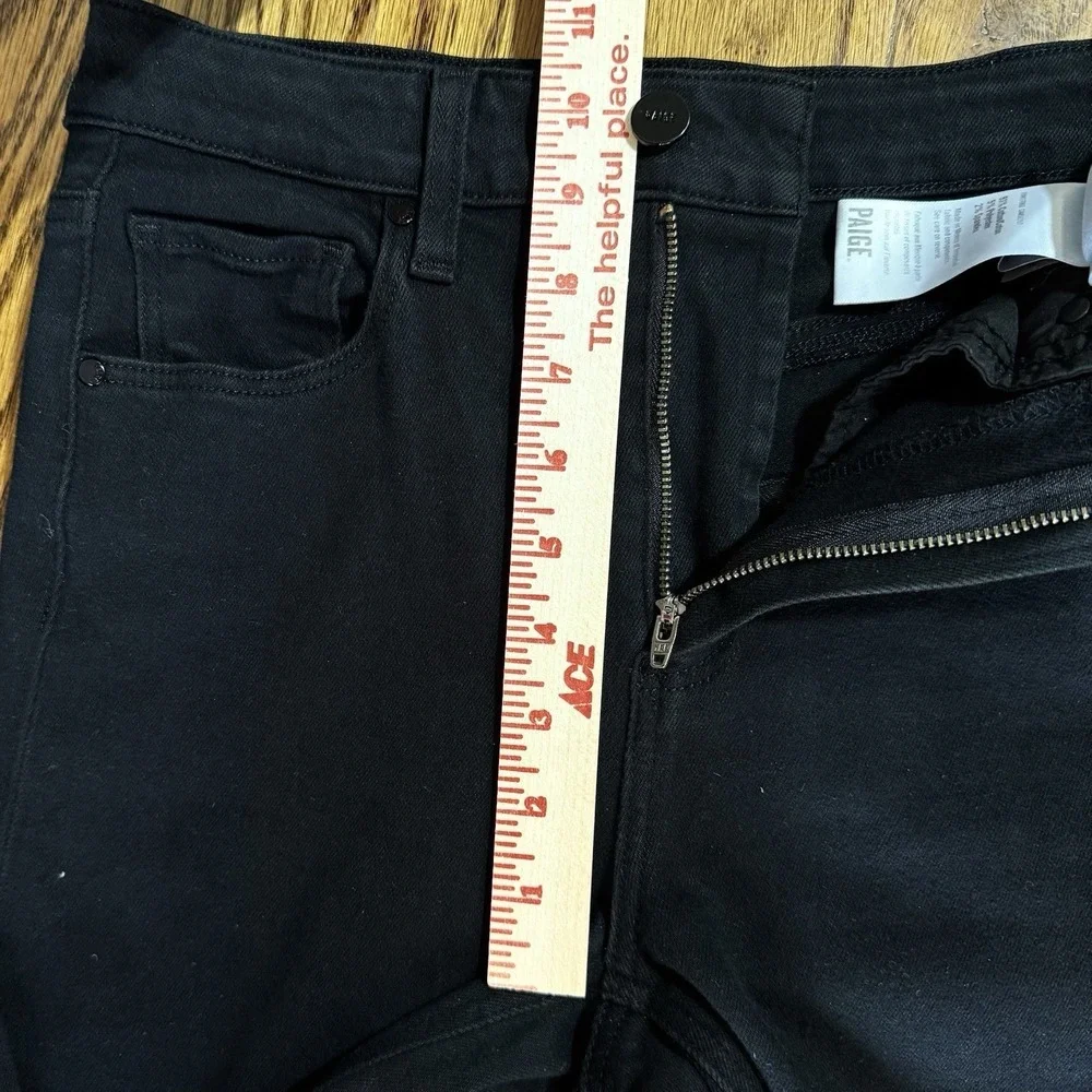 PAIGE‎ Stella High-Rise Straight Jeans Black Overdye Size 24 NWOT Stretch